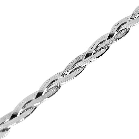 Italienische geflochtene Halskette, ca. 45 cm, 925 Silber rhodiniert ca. 9,10g