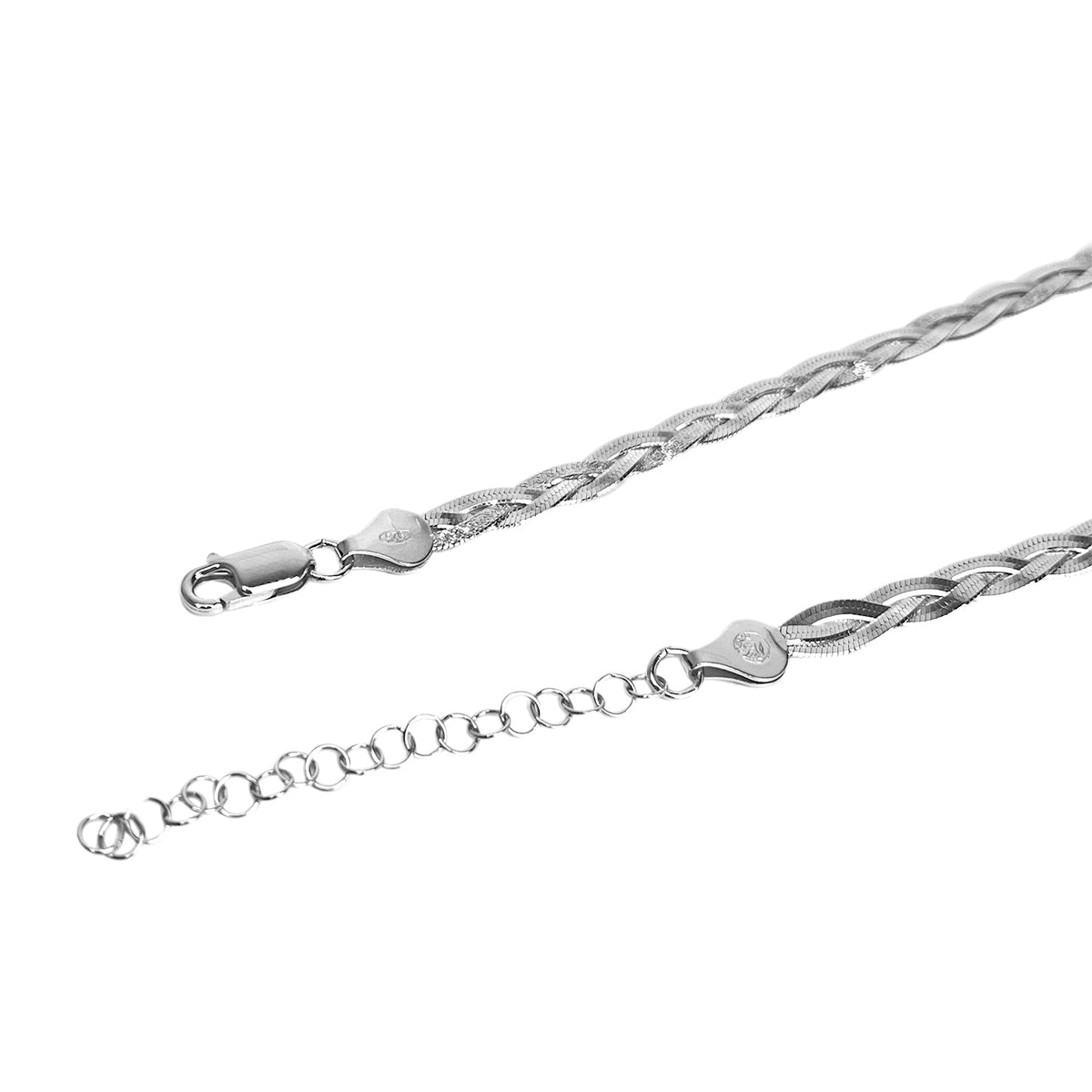 Italienische geflochtene Halskette, ca. 45 cm, 925 Silber rhodiniert ca. 9,10g