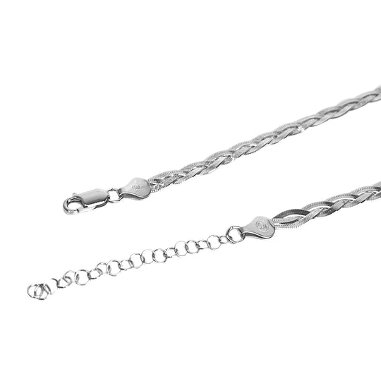 Italienische geflochtene Halskette, ca. 45 cm, 925 Silber rhodiniert ca. 9,10g