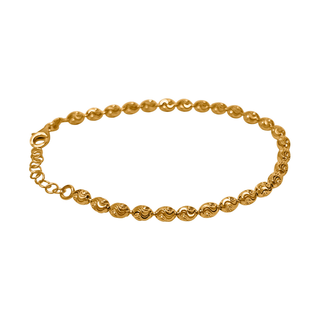 Italianisches Diamantschliff Kugel-Armband, ca. 18 cm - 20 cm verstellbar, 925 Silber vergoldet