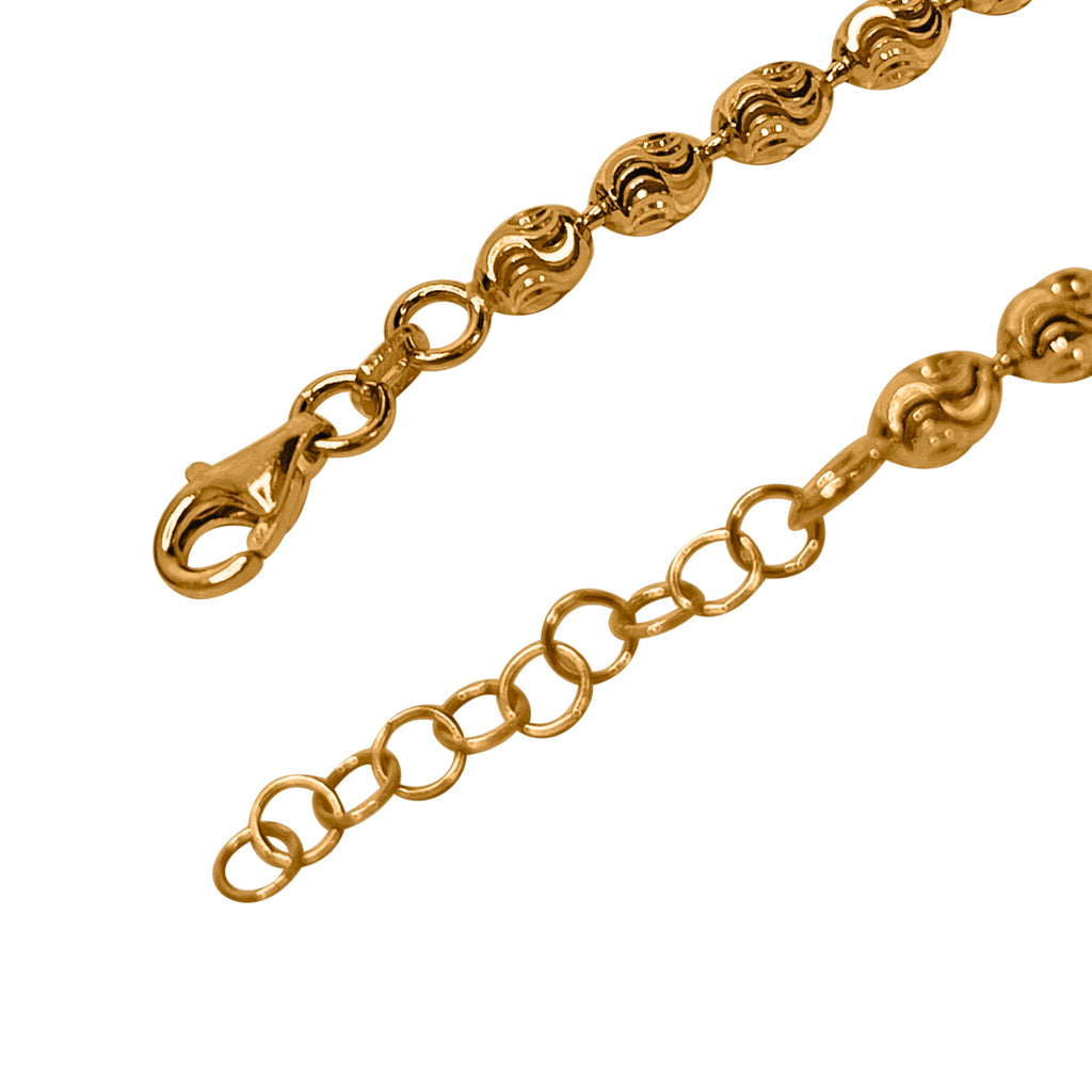 Italianisches Diamantschliff Kugel-Armband, ca. 18 cm - 20 cm verstellbar, 925 Silber vergoldet