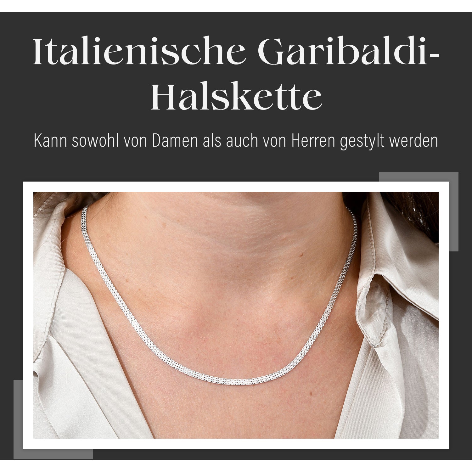 Italienische Bismarck Halskette, ca. 45 cm, 925 Silber