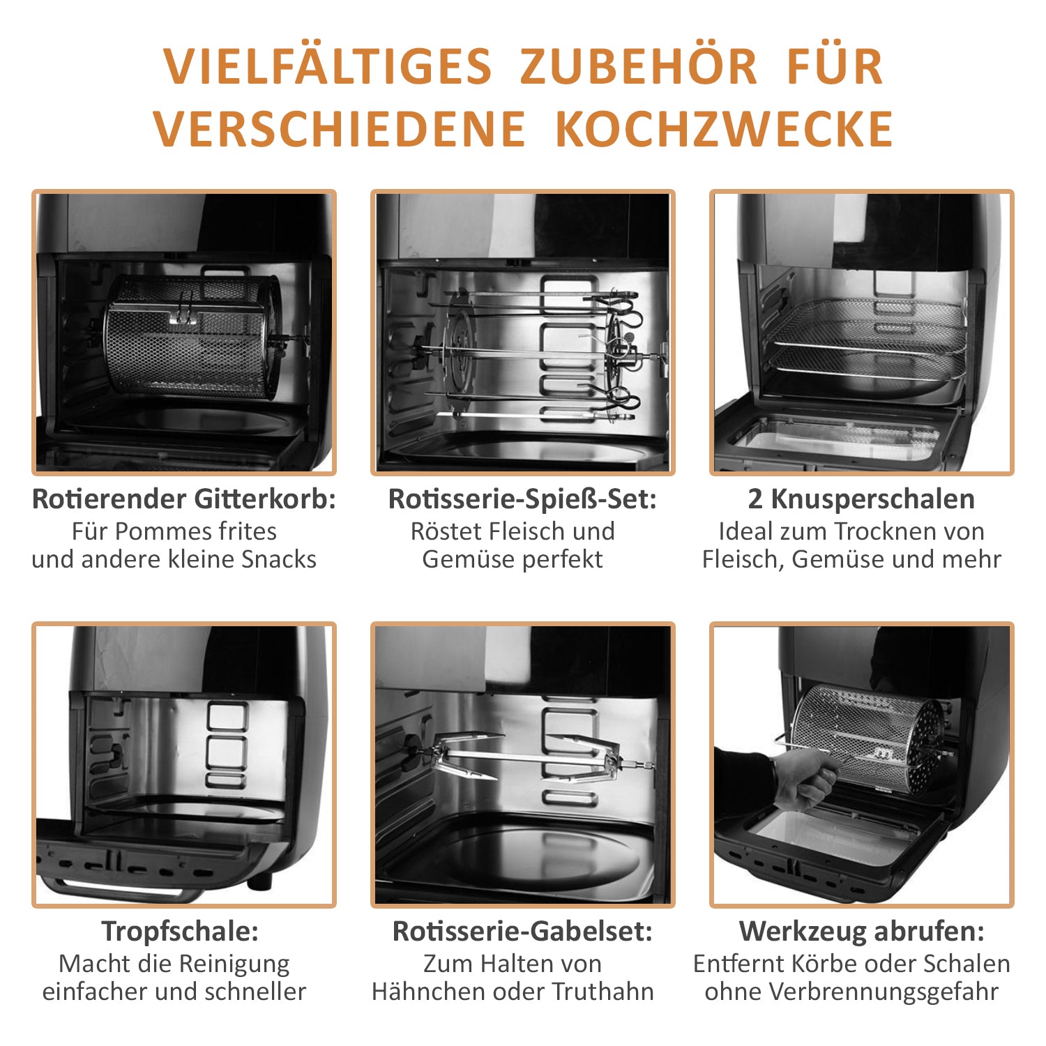 HOMESMART - 10-in-1 Heißluftfritteuse, 13 L Kapazität, 1700 W