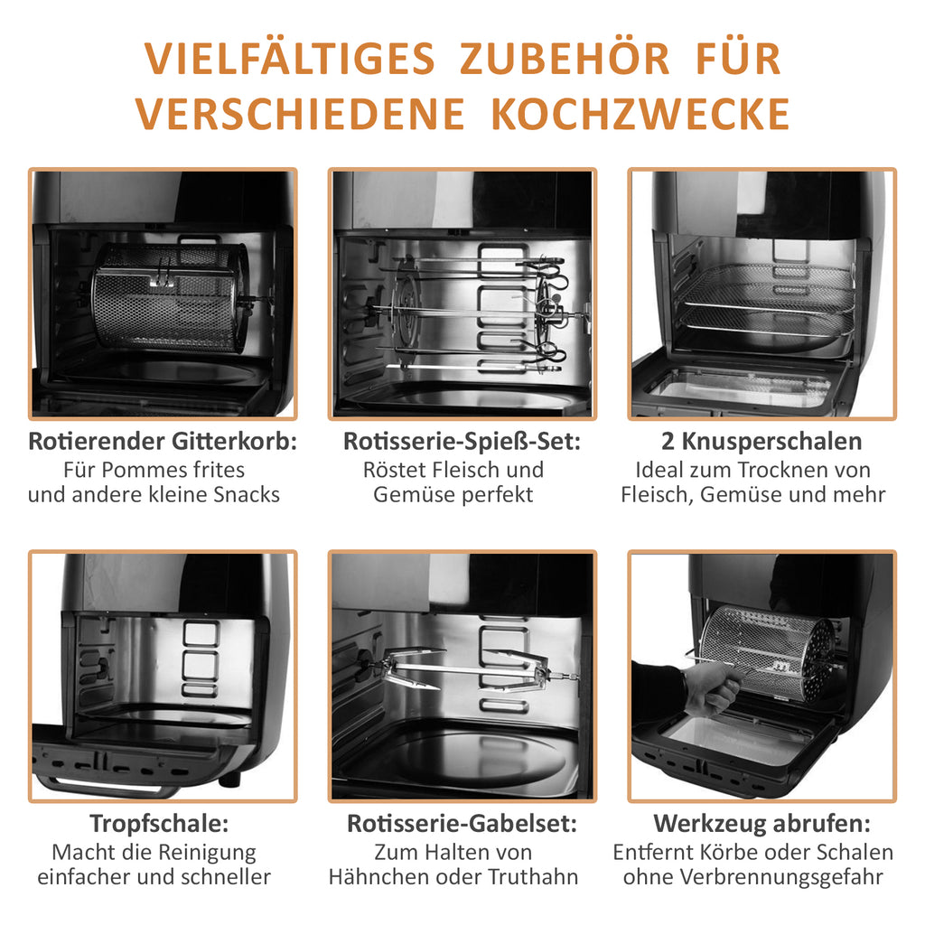 HOMESMART - 10-in-1 Heißluftfritteuse, 13 L Kapazität, 1700 W