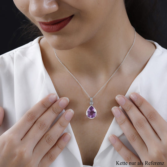 Patroke Quarz Triplette und weißer Zirkon Anhänger, 925 Silber platiniert ca. 9.25 ct