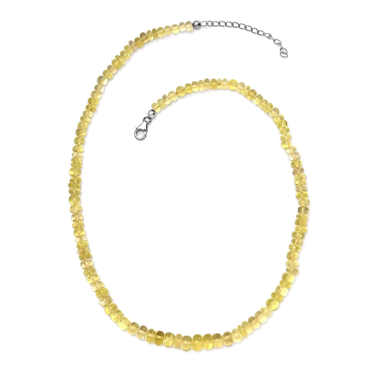 Zitronen Quarz Halskette, ca. 45 cm, 925 Silber ca. 129,00 ct