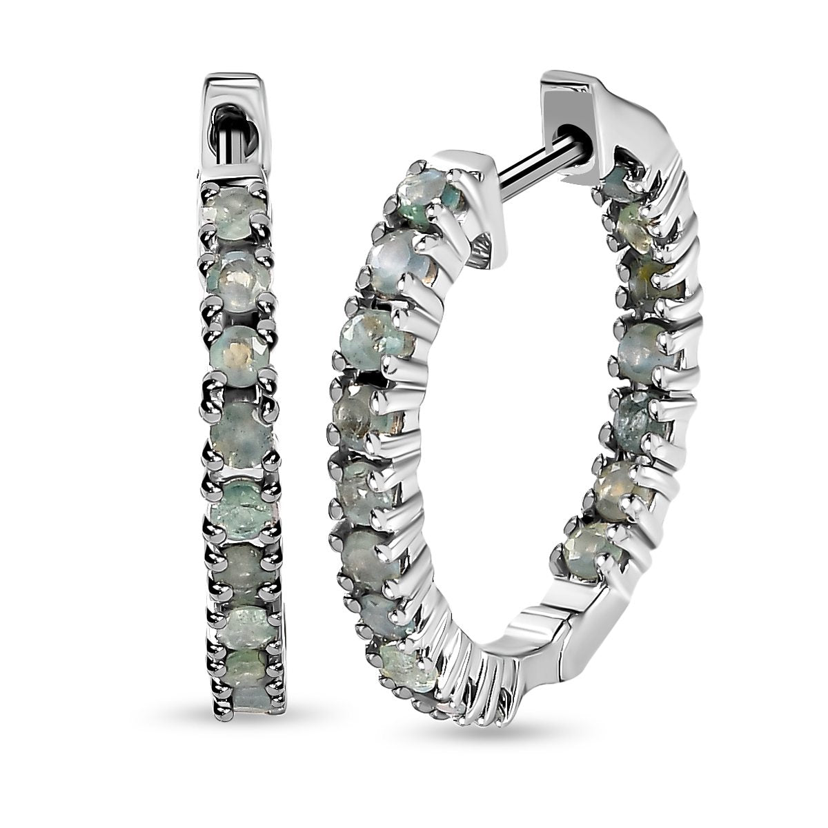 Alexandrit Creolen, 925 Silber platiniert ca. 1.39 ct