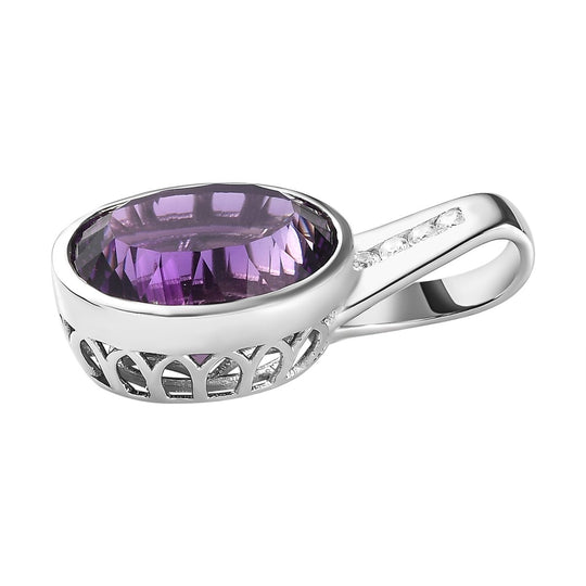 Afrikanischer Amethyst und weißer Zirkon-Anhänger, 925 Silber platiniert ca. 9.01 ct