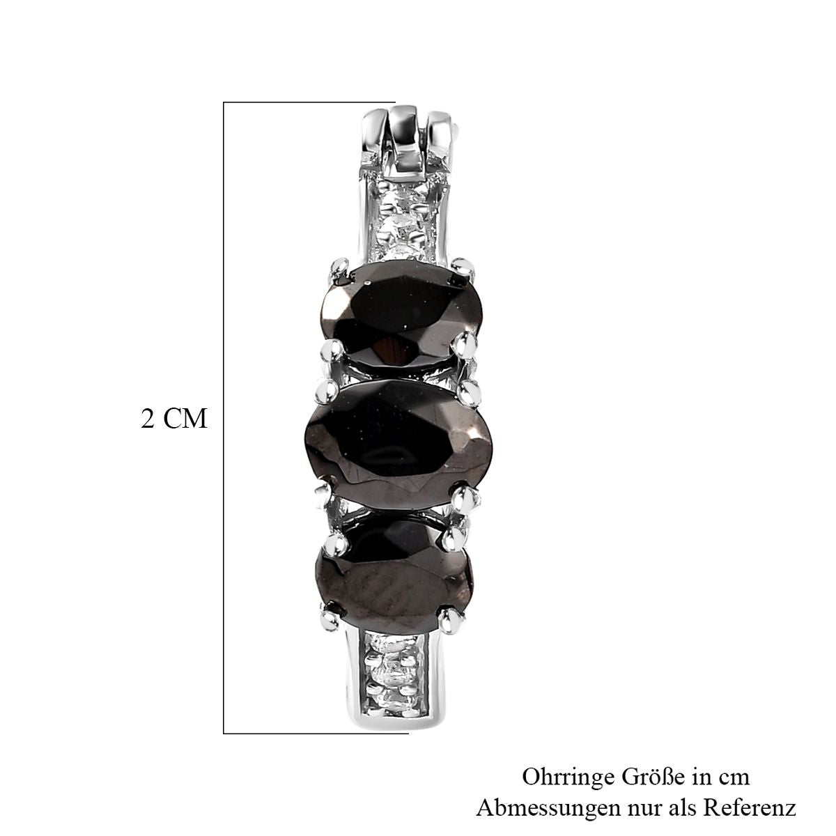 Elite Schungit Creolen, 925 Silber platiniert ca. 1.65 ct