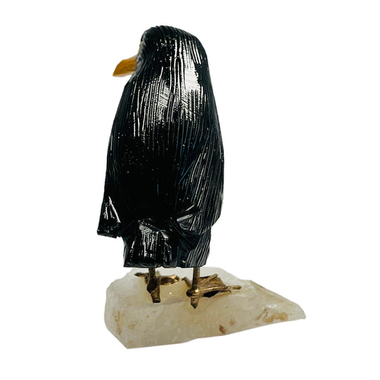 Gem Crystal Kollektion - Pinguin Figurine, handgeschnitzt, 5cm  - schwarz - S, ca. 350 cts.