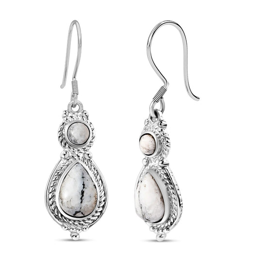 Weiße Büffel Ohrringe, 925 Silber platiniert ca. 4.64 ct