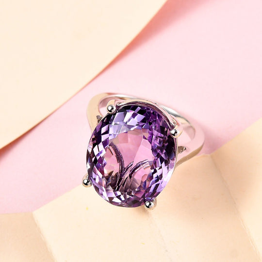 Rose De France Amethyst Ring, 925 Silber platiniert ca. 15,00 ct
