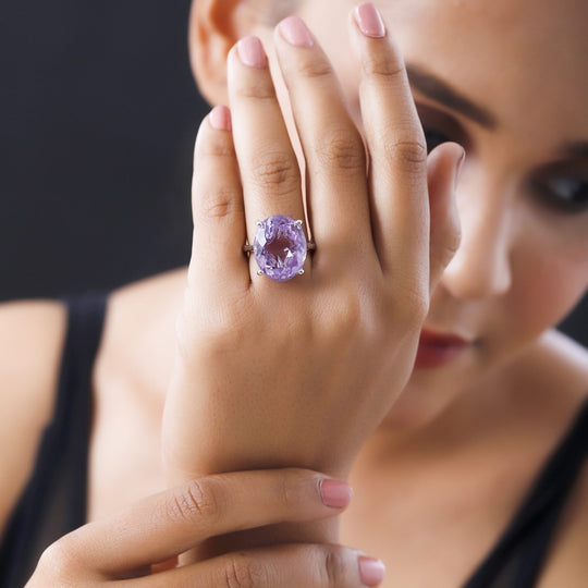Rose De France Amethyst Ring, 925 Silber platiniert ca. 15,00 ct