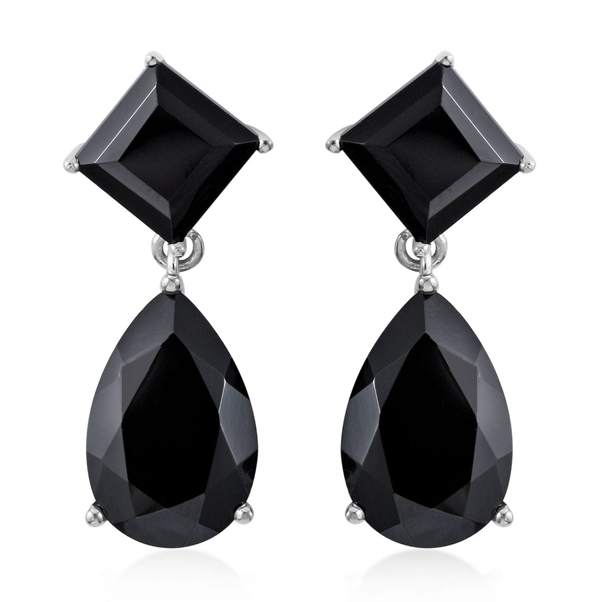 Schwarze Spinell Ohrringe, 925 Silber platiniert ca. 20,70 ct