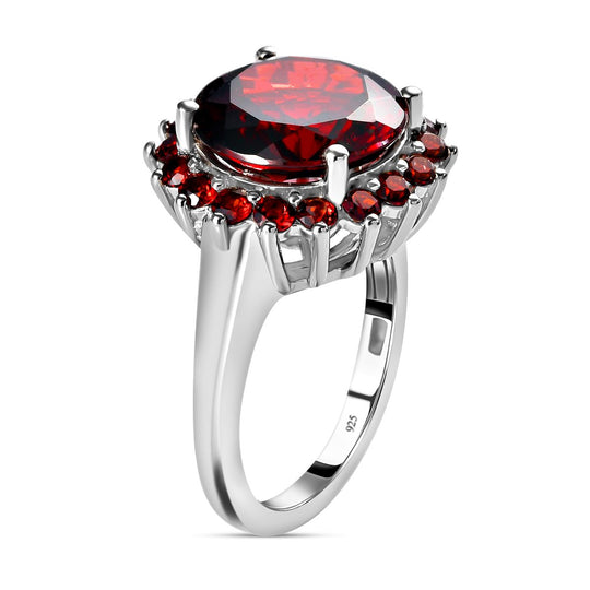 Natürlicher Mosambik Granat Ring, 925 Silber platiniert ca. 9,27 ct