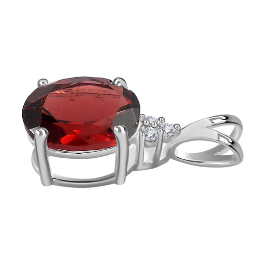 Roter Granat, weißer Zirkon Anhänger, 925 Silber, ca. 2.10 ct