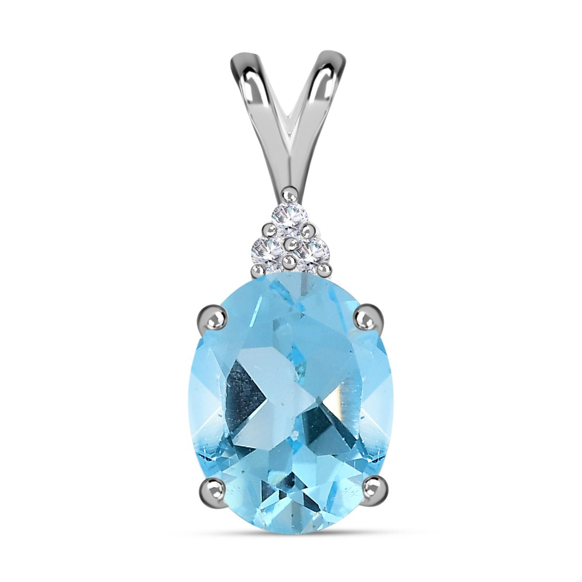 Himmelblauer Topas, weißer Zirkon Anhänger, 925 Silber, ca. 2,21 ct