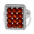 Kirsch Citrin und weißer Zirkon-Ring, 925 Silber platiniert (Größe 20.00) ca. 4.76 ct