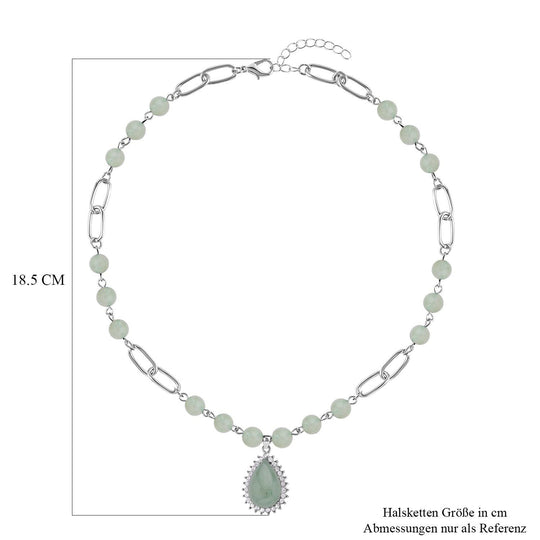 Grünes Aventurin Collier, ca. 45 cm, silberfarben ca. 83.00 ct