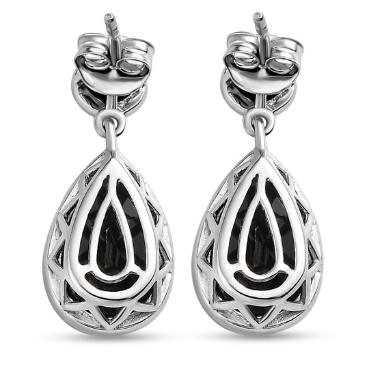 Schwarze Spinell Ohrringe, 925 Silber platiniert ca. 12,38 ct