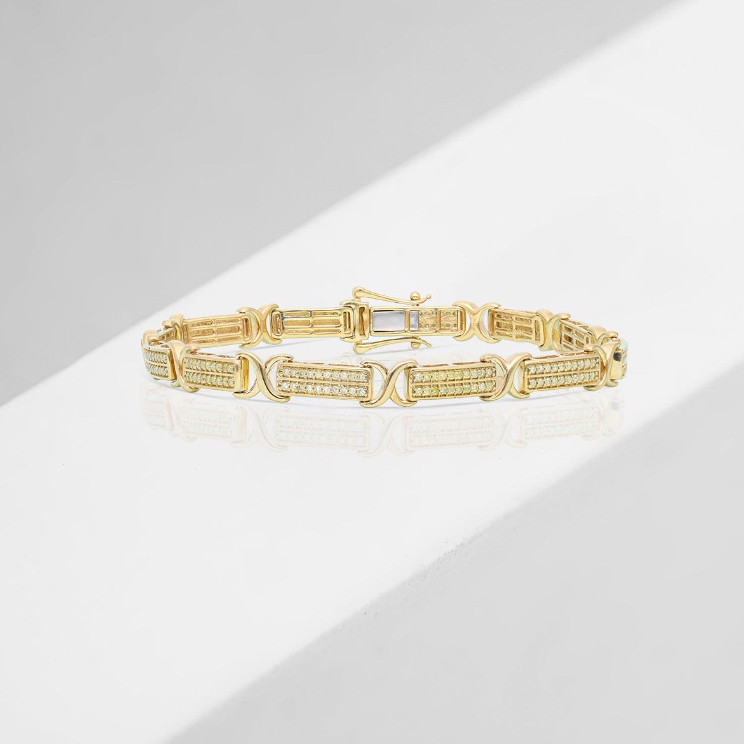Natürliches, gelbes Diamant Armband, ca. 19 cm 925 Silber Gelbgold Vermeil ca. 1.00 ct