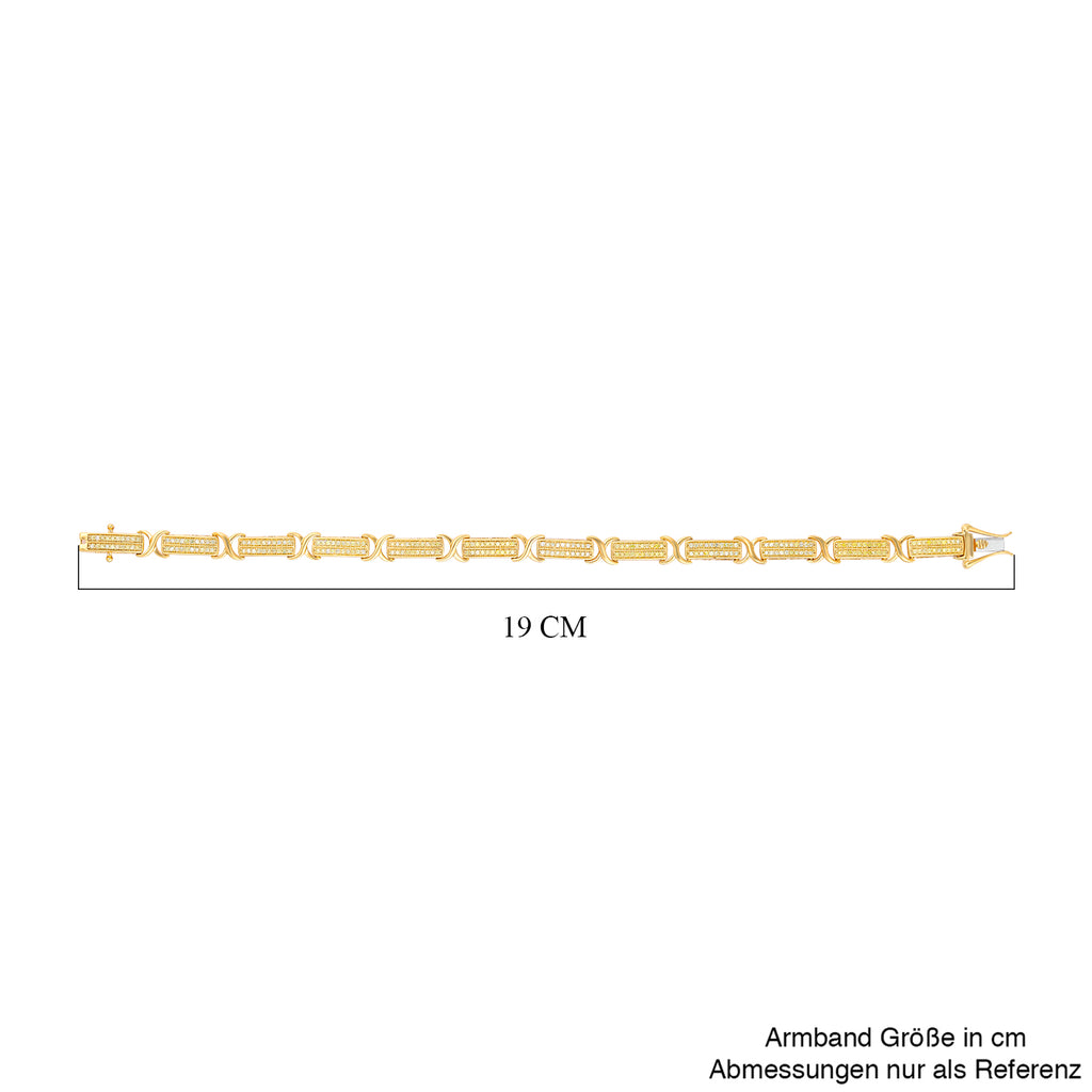 Natürliches, gelbes Diamant Armband, ca. 19 cm 925 Silber Gelbgold Vermeil ca. 1.00 ct