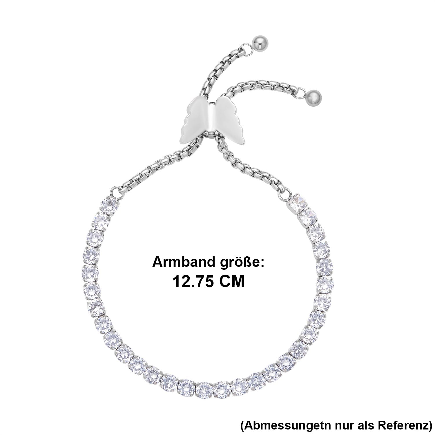 Weißes Zirkonia Armband, ca. 12.75 cm, Edelstahl ca. 15.00 ct