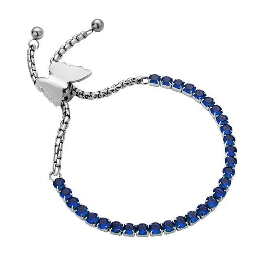 Blaues Zirkonia Armband, ca. 12.75 cm, Edelstahl ca. 15.00 ct