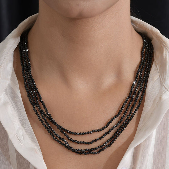 Thai Schwarze Spinell Halskette, 255 cm, ca. 217.50 ct