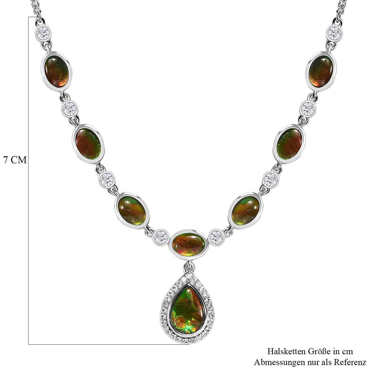 Kanadische Ammolit Halskette, ca. 45 cm, 925 Silber platiniert ca. 8.49 ct