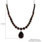 Rauchquarz Halskette, ca. 45 cm, 925 Silber platiniert ca. 32.08 ct