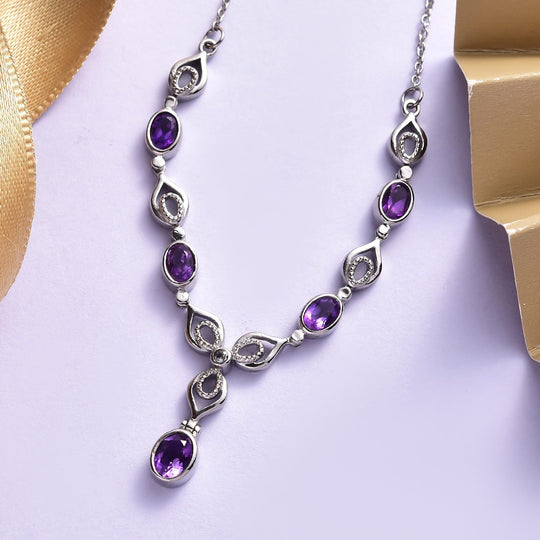 Afrikanisches Amethyst Collier, ca. 45 cm, Edelstahl, ca. 2.32 ct