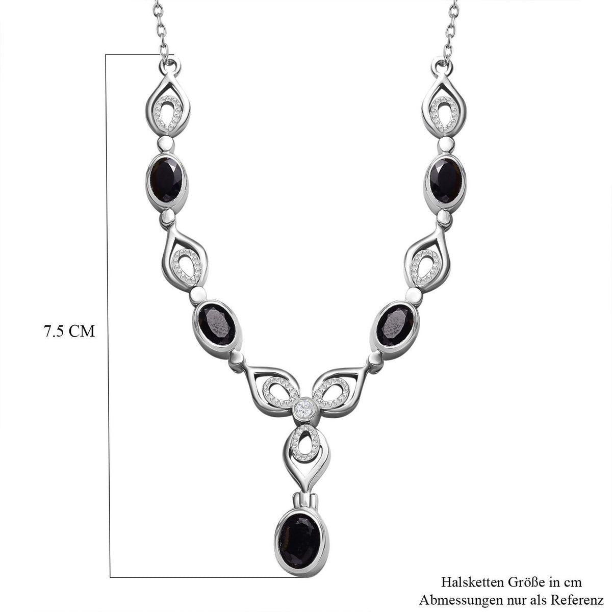Schwarzes Spinell Collier, ca. 45 cm Edelstahl ca. 3.65 ct