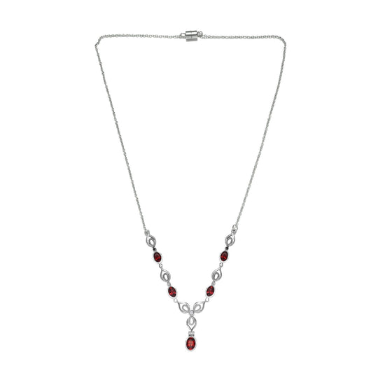 Rotes Granat Collier, ca. 45 cm Edelstahl ca. 3,25 ct