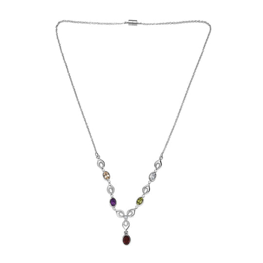 Mehrfarbiges Collier, ca. 45 cm Edelstahl ca. 3,08 ct