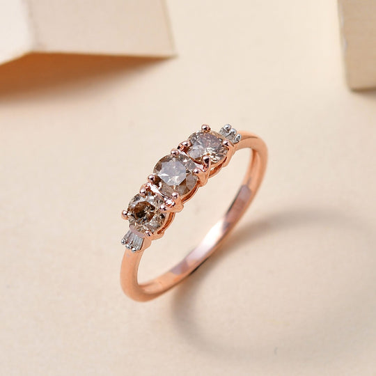 Natürlicher Champagner Diamant, SGL zertifiziert-Ring, 585 Roségold ca. 1.00 ct