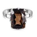 Rauchquarz Ring, 925 Silber platiniert (Größe 17.00) ca. 6.25 ct