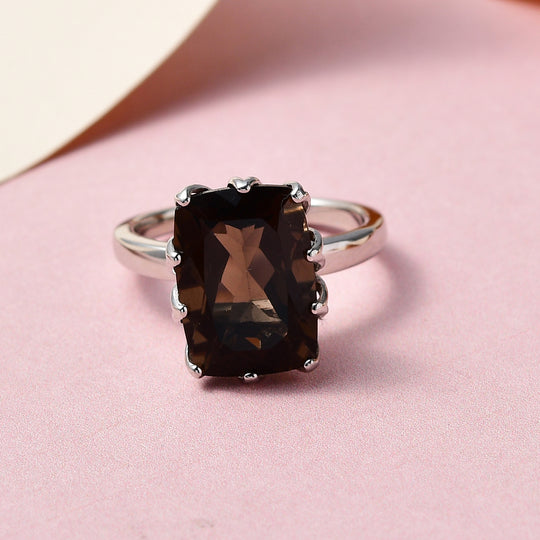 Rauchquarz Ring, 925 Silber platiniert ca. 6.25 ct