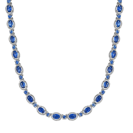 Kaschmir Kyanit Halskette, ca. 45 cm, 925 Silber platiniert ca. 27.60 ct
