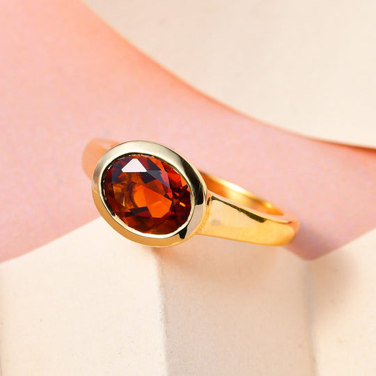 Kirsch Citrin Ring, 925 Silber Gelbgold Vermeil ca. 1.66 ct