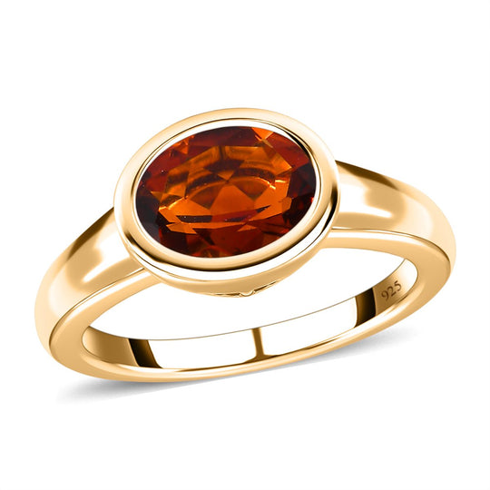 Kirsch Citrin Ring, 925 Silber Gelbgold Vermeil ca. 1.66 ct