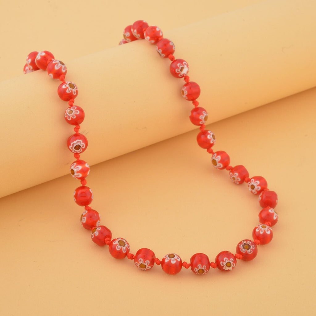 Murano-Stil, Murano-Glasperlen Design, Halskette, ca. 50 cm, Rot