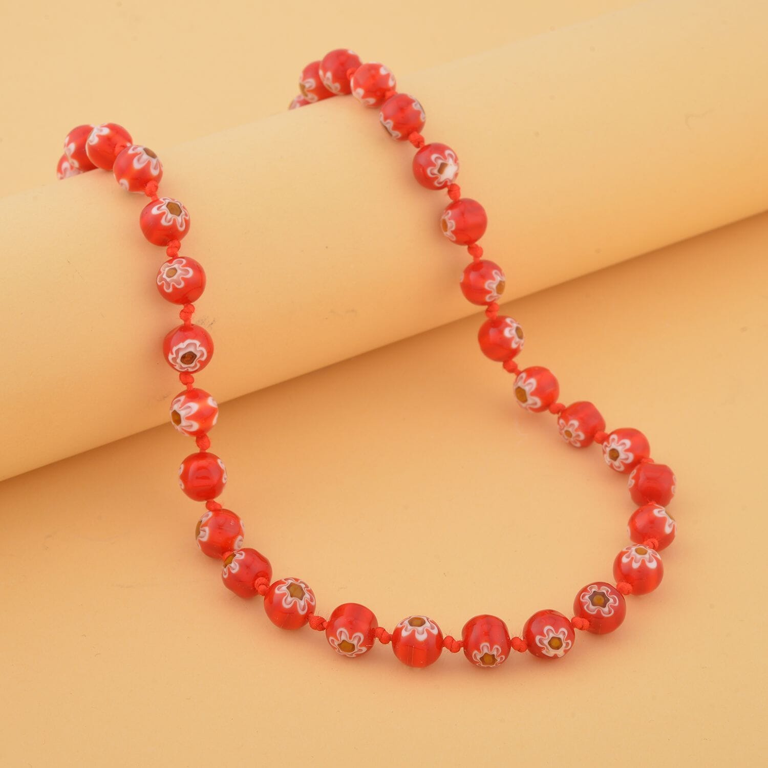 Murano-Stil, Murano-Glasperlen Design, Halskette, ca. 50 cm, Rot