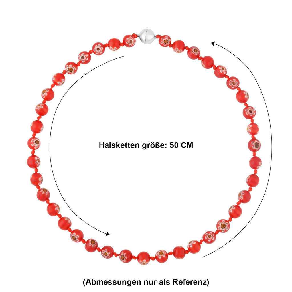 Murano-Stil, Murano-Glasperlen Design, Halskette, ca. 50 cm, Rot