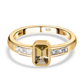 Natürlicher goldener Tansanit und weißer Zirkon-Ring, 925 Silber Gelbgold Vermeil (Größe 17.00) ca. 0.99 ct