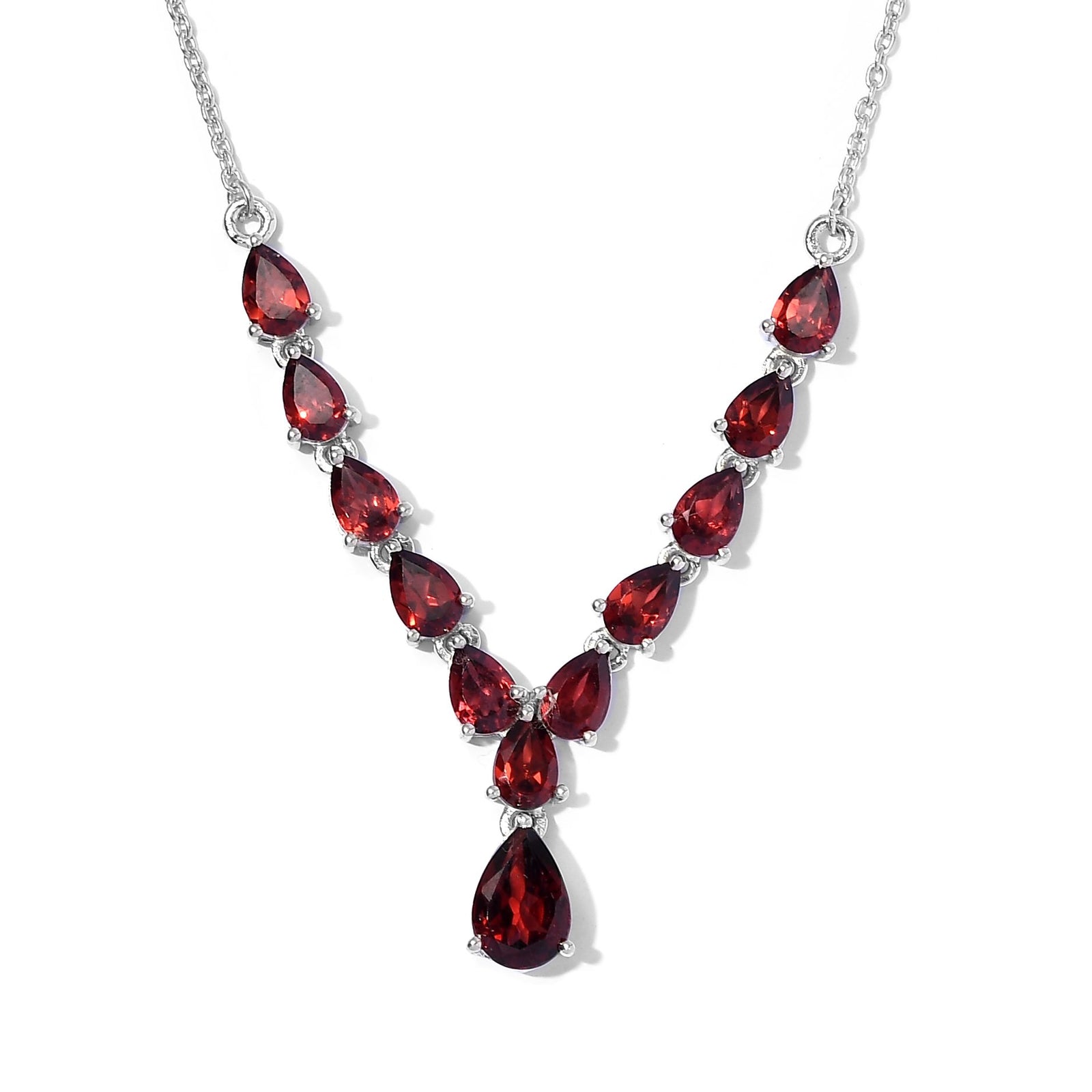Natürliches Mosambik Granat Collier, ca. 45 cm, 925 Silber platiniert ca. 6.87 ct