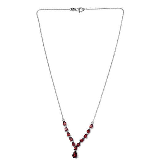 Natürliches Mosambik Granat Collier, ca. 45 cm, 925 Silber platiniert ca. 6.87 ct