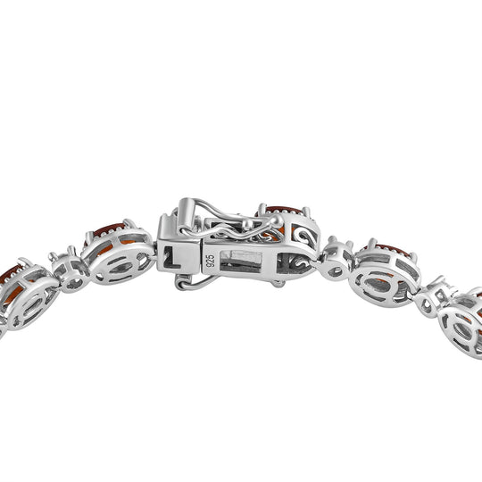 Kirsch-Citrin- und weißes Zirkon-Armband, ca. 19 cm, 925 Silber platiniert ca. 7.43 ct