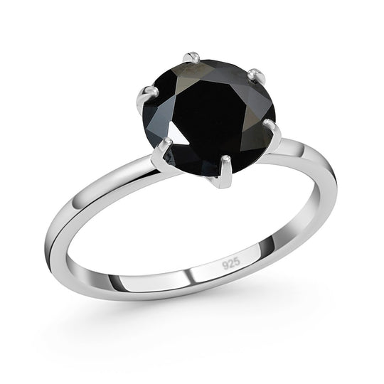 Schwarzer Turmalin Ring, 925 Silber ca. 2.06 ct