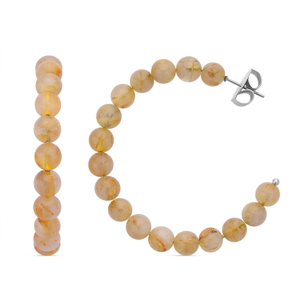 Rutilquarz Creolen, 316L Edelstahl ca. 50.00 ct